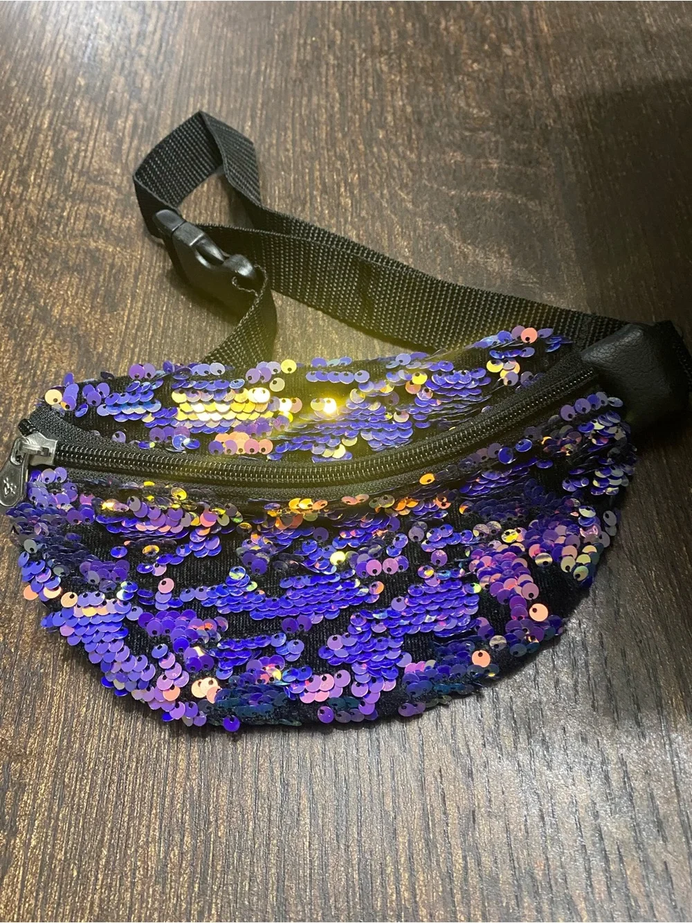 Children Sequin Fanny Pack Waist Bag - Purple Iridescent